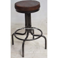 Industrial Metal Bar Stool Metal Natural Finish Leather Round Seat